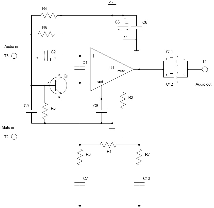 Circuit for the single-supply version of the amp